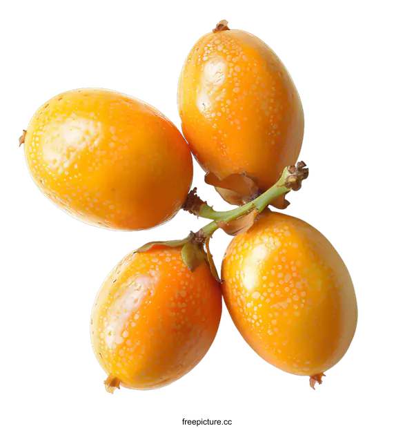[Transparent Background PNG]Four yellow fruits on a white background
