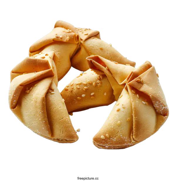 [Transparent Background PNG]Three fortune cookies with sesame seeds