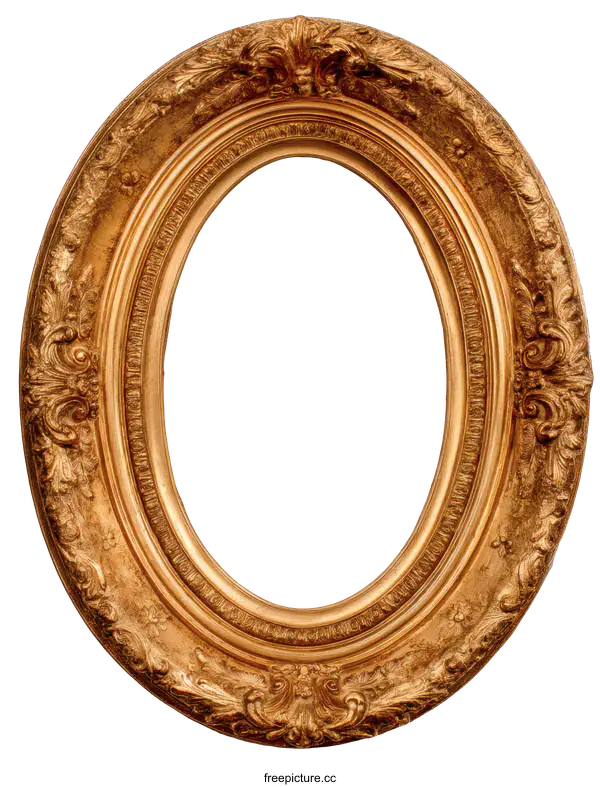 [Transparent Background PNG]Vintage Gold Oval Picture Frame