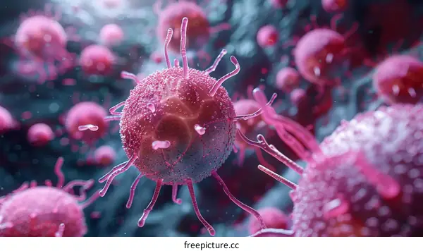 Cancer Cells Extending Long Tentacles Outward