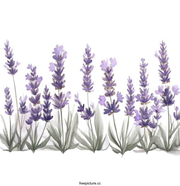 [Transparent Background PNG]Watercolor Lavender Border Illustration