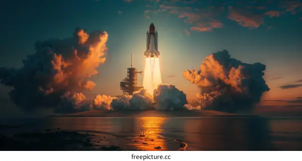 Space Shuttle Launch into Orbit from Kennedy Space Center's Launch Pad 39