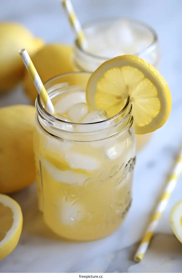 Refreshing Summer Lemonade in a Glass Jar