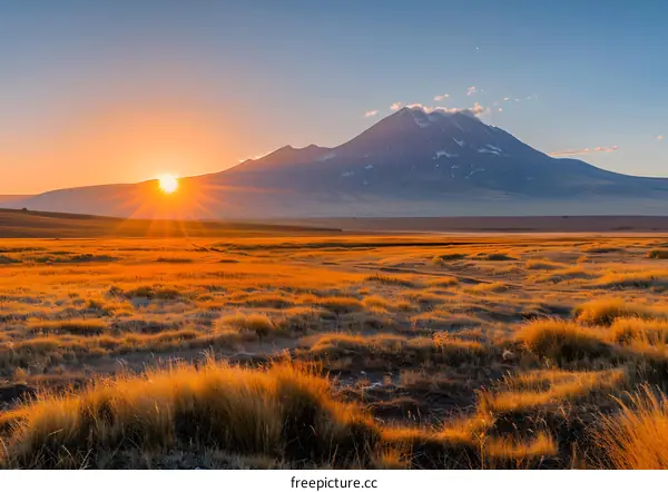 Sunset over the Andes Mountains in Chile