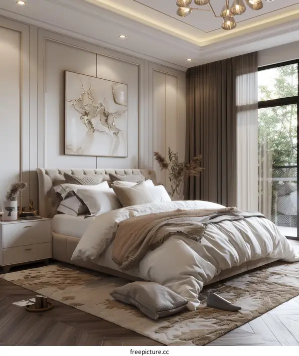Elegant Beige Bedroom Interior Design