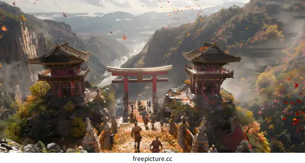 Autumn Temple on the Mountain