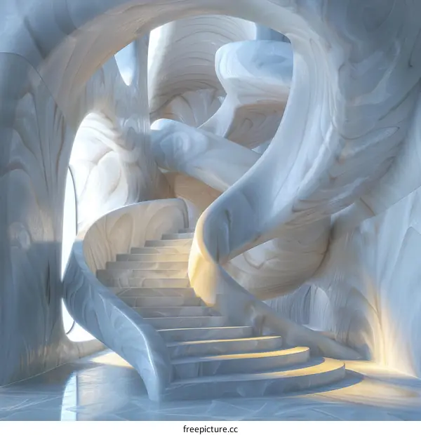Abstract Marble Spiral Staircase Design