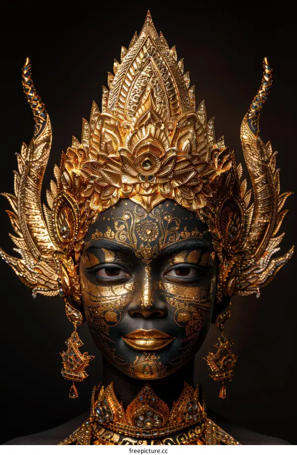 portrait of a Javanese woman wearing a traditional headdress