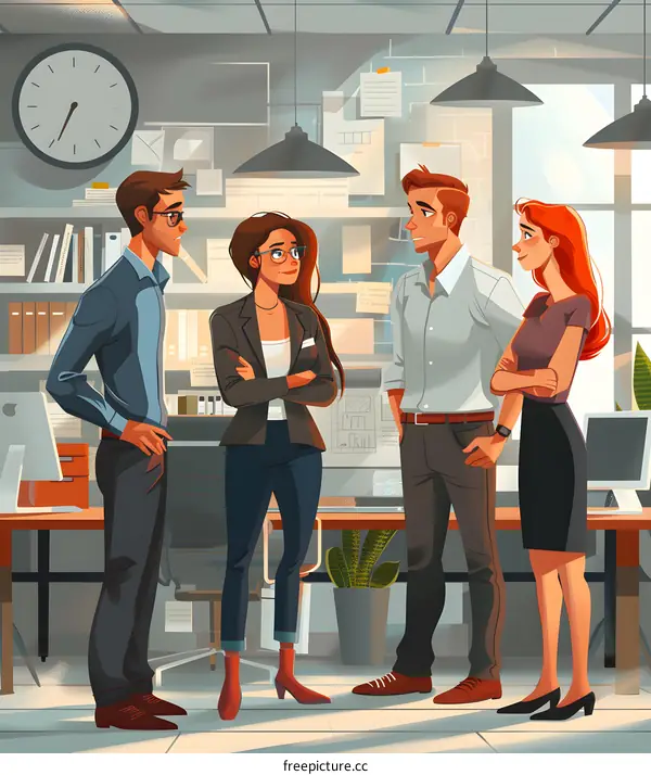 Illustration of a group of people in an office