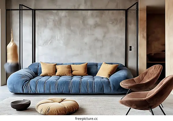 Modern Living Room with Unique Sofa and Chairs