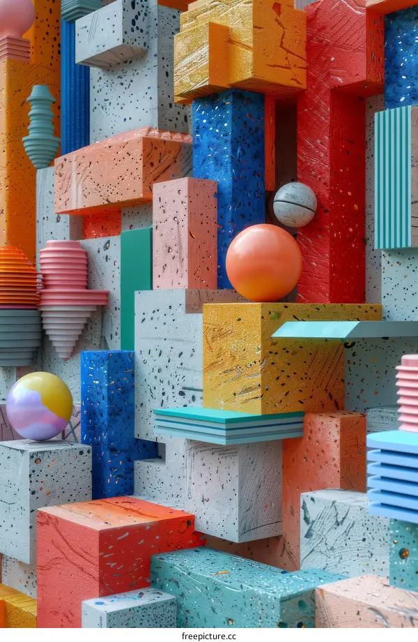 Colorful 3D geometric abstract compositions