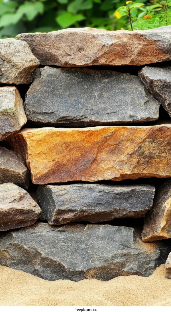 Stacked Stones Outdoor Garden Wall