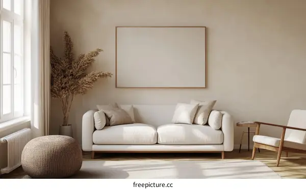 Modern Beige Living Room Interior Design