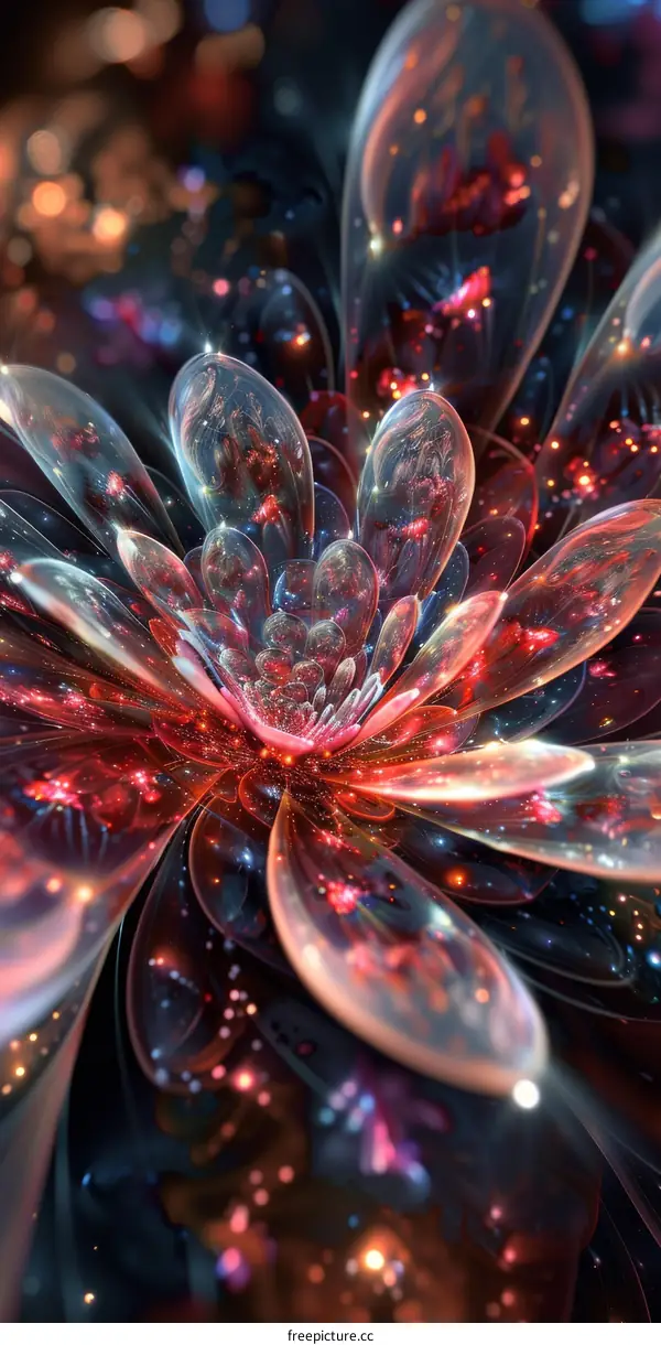 Fantastic Flower with Crimson Petals and Azure Leaves