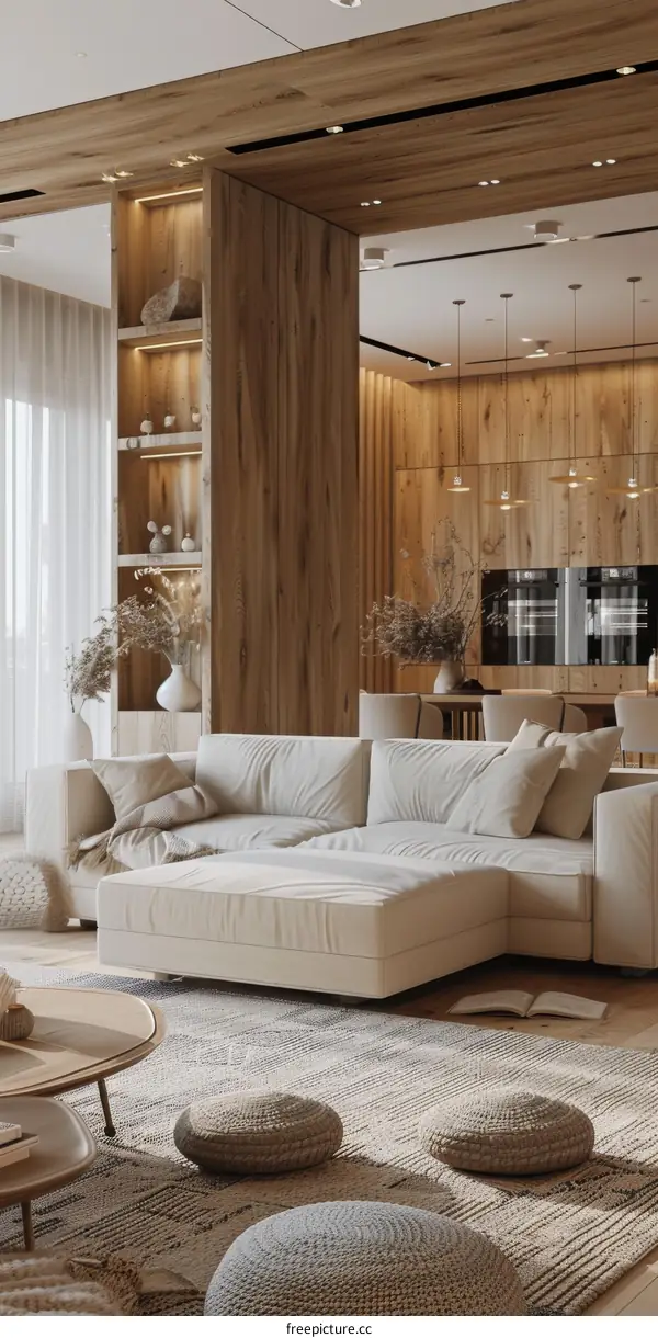 Modern Living Room Decor with Natural Wood Accents