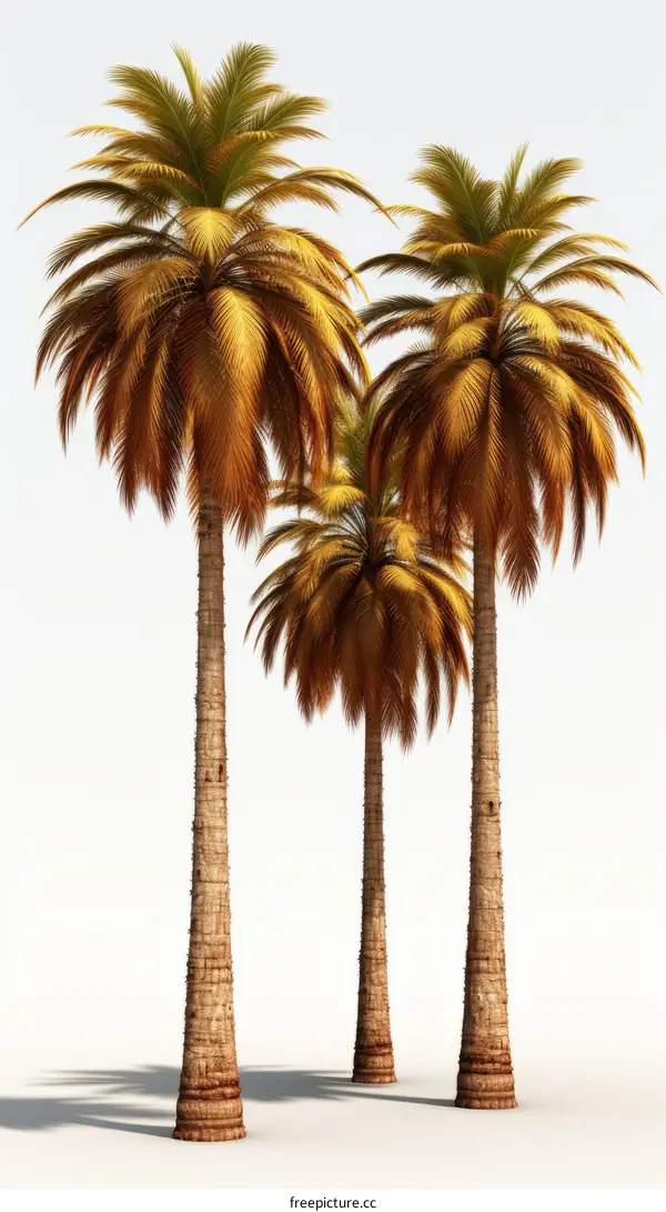 Three Towering Palm Trees Swaying in the Tropical Breeze