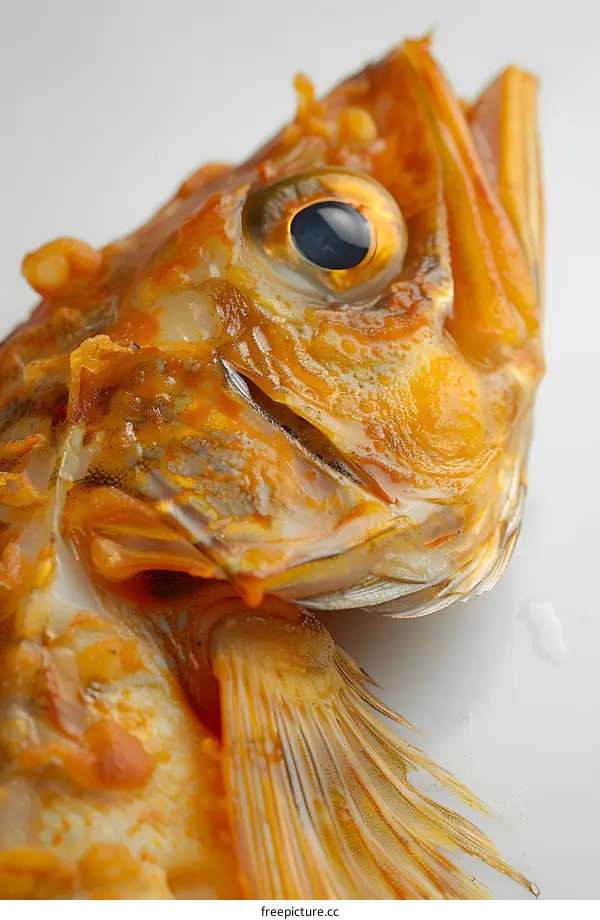 Close-up of a red fish head