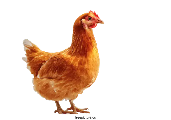 [Transparent Background PNG]Single Brown Hen Portrait Against White Background