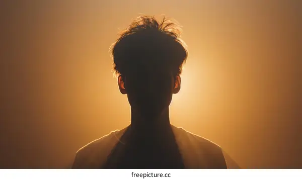 mysterious man silhouette in bright light