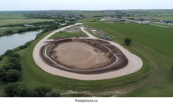 Aerial View of Under Construction Oval Track Facility