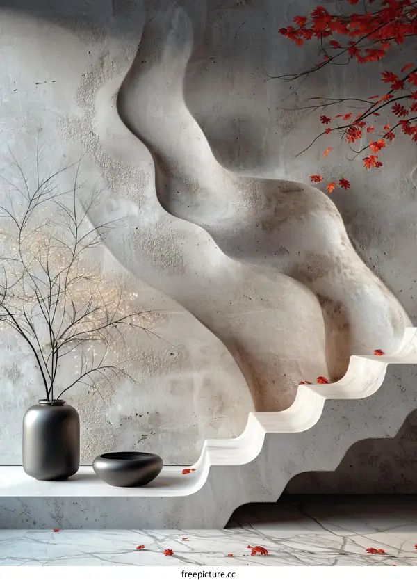 Modern Concrete Interior Design with Autumnal Accents