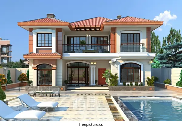 Modern Villa with Pool and Courtyard