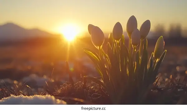 Spring Flowers in the Sunset