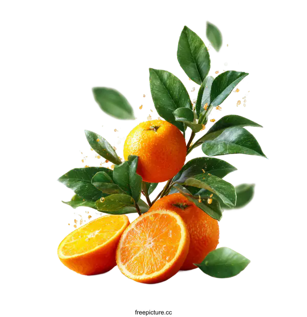[Transparent Background PNG]Fresh Orange Fruit Still Life Composition