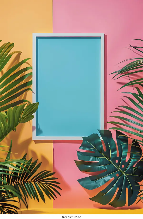 Tropical Leaf Frame Mockup Background