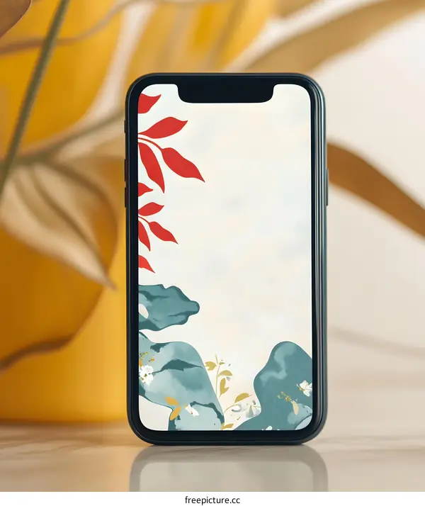 Phone Screen with Watercolor Floral Design