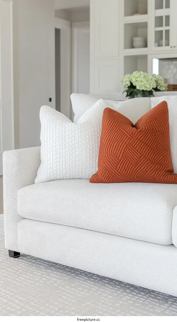 Modern Living Room Sofa with Decorative Pillows