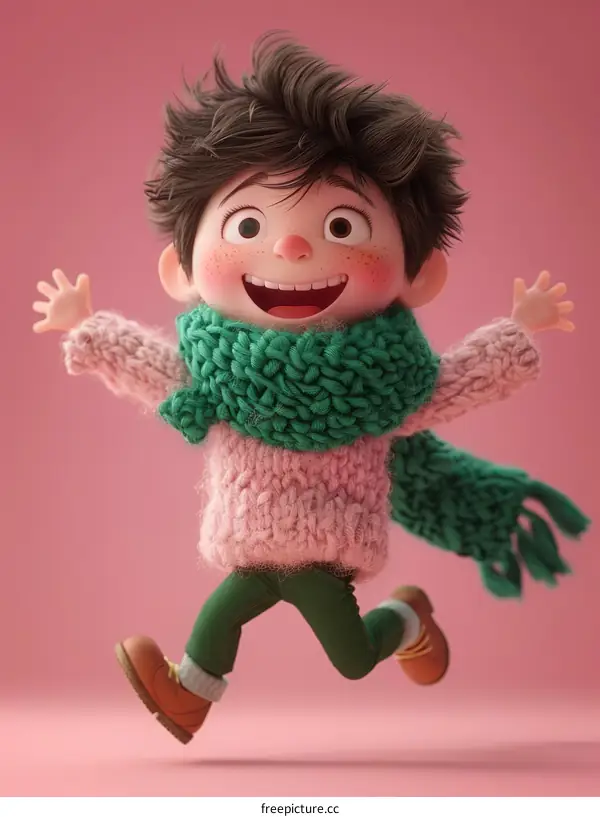 3D rendering of a happy cartoon boy