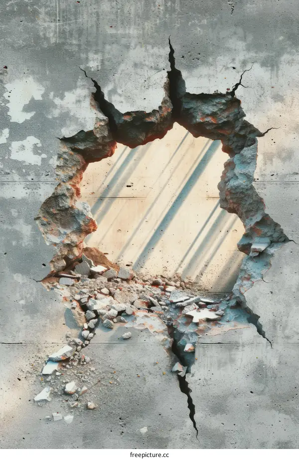 A hole in a concrete wall