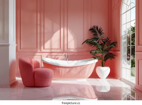 Pink Retro Bathroom Interior Design