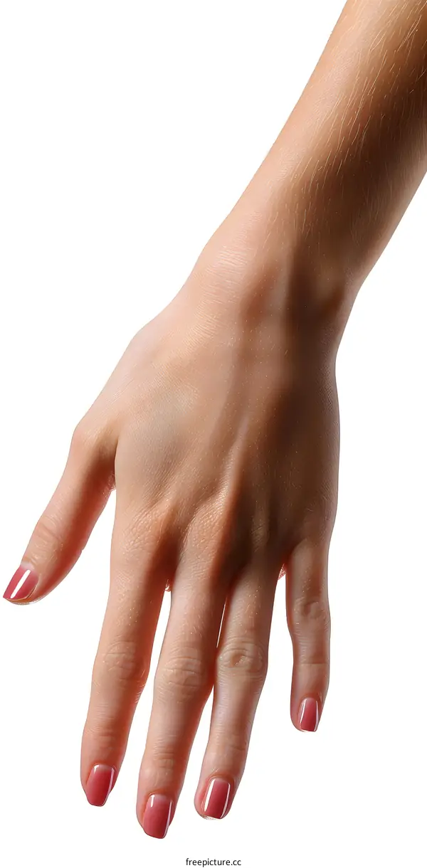 Outstretched Womans Hand With Pink Nail Polish