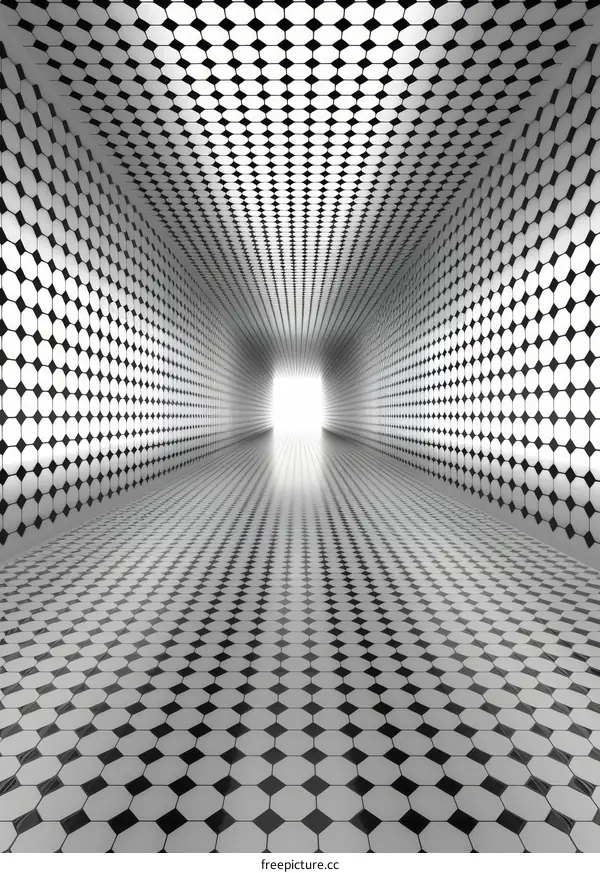 Black and white geometric tunnel