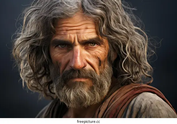 Portrait of an Old Man with Long White Hair and Beard