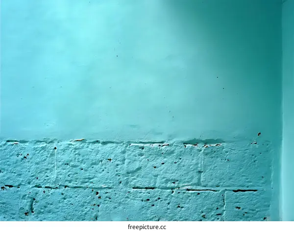 Teal Painted Wall with Stone Base