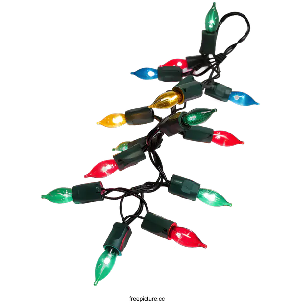 [Transparent Background PNG]Multicolored Christmas Lights String Isolated on White Background