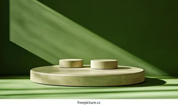 Green Minimalist Product Display with Beige Pedestal