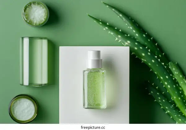Aloe Vera Skincare Products Flat Lay