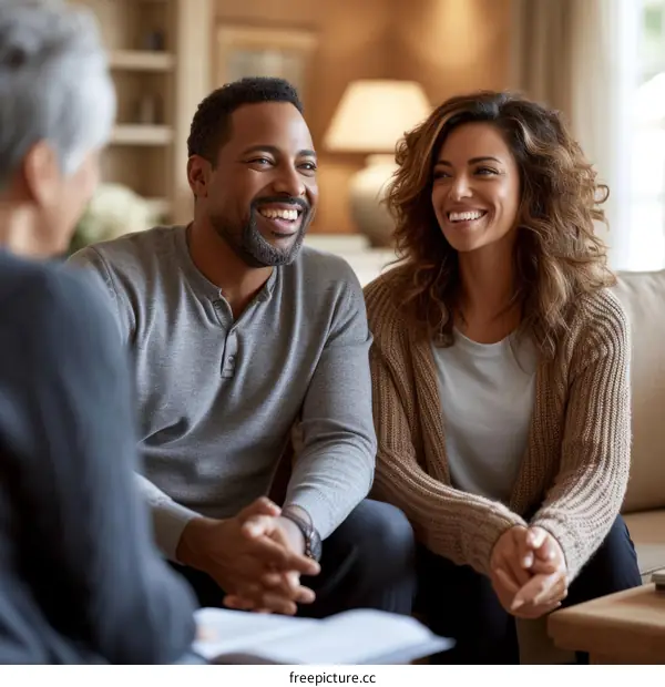 A couple is talking to a therapist