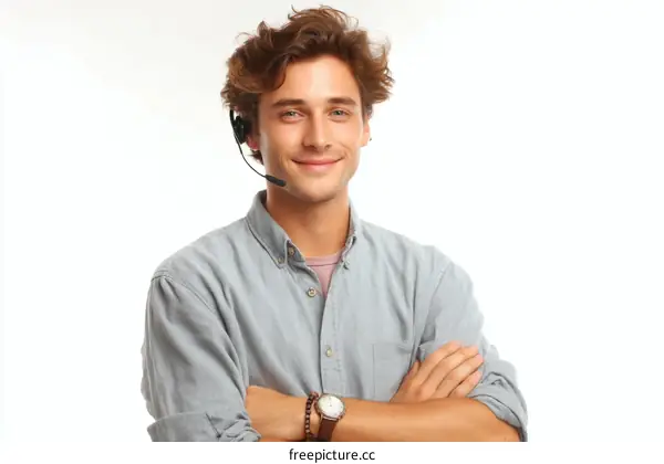 Smiling Caucasian Male Customer Service Representative