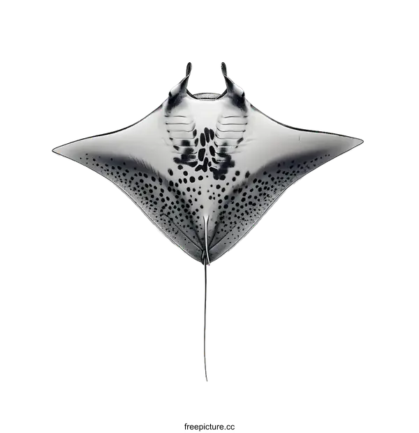 [Transparent Background PNG]Black and White Manta Ray on White Background