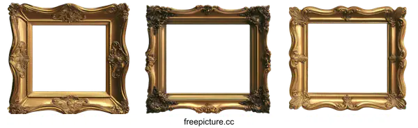 [Transparent Background PNG]Golden Picture Frames Collection