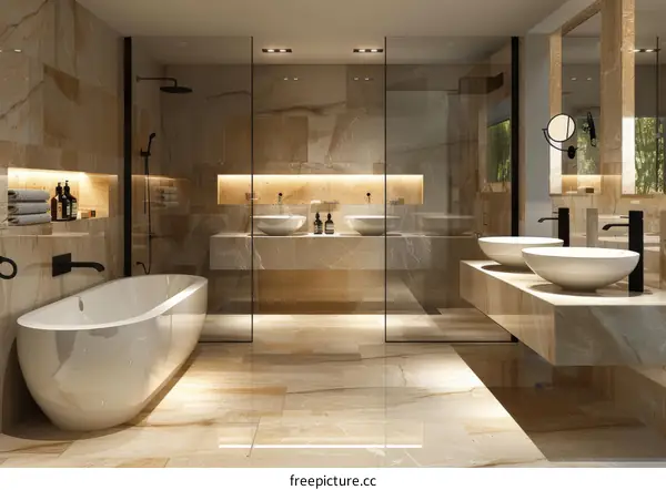 Modern Bathroom Interior Design with Walk in Shower