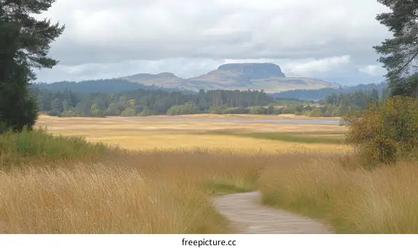 Autumnal Landscape with Mountain View