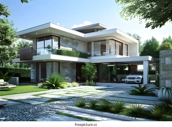 Modern House Exterior Design With Green Landscaping