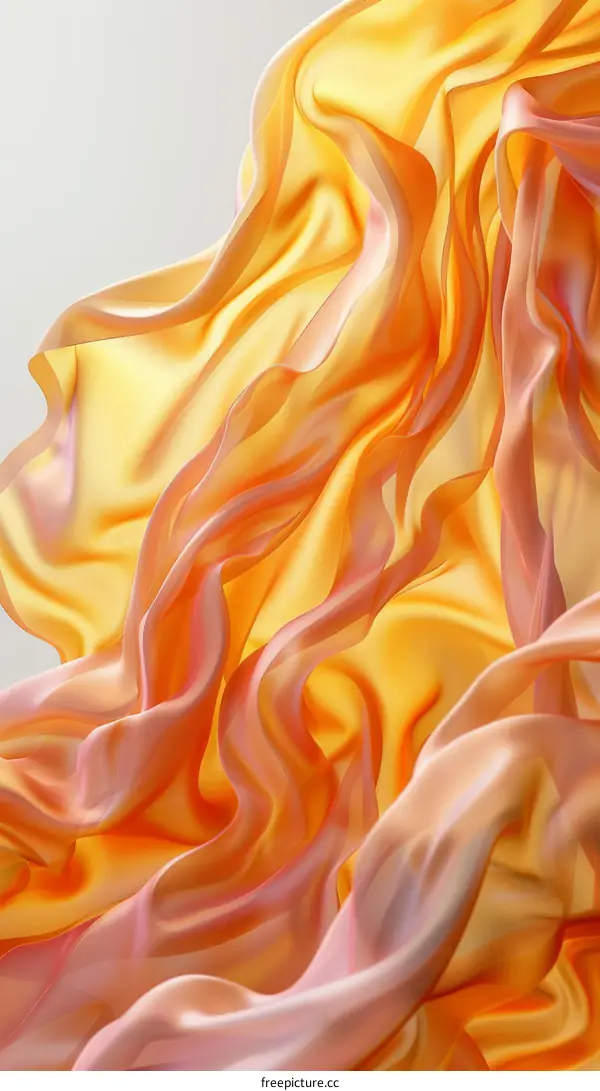 Gradient peach orange pink flowing fabric