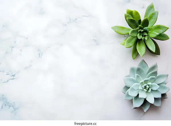 Succulents on Marble Background